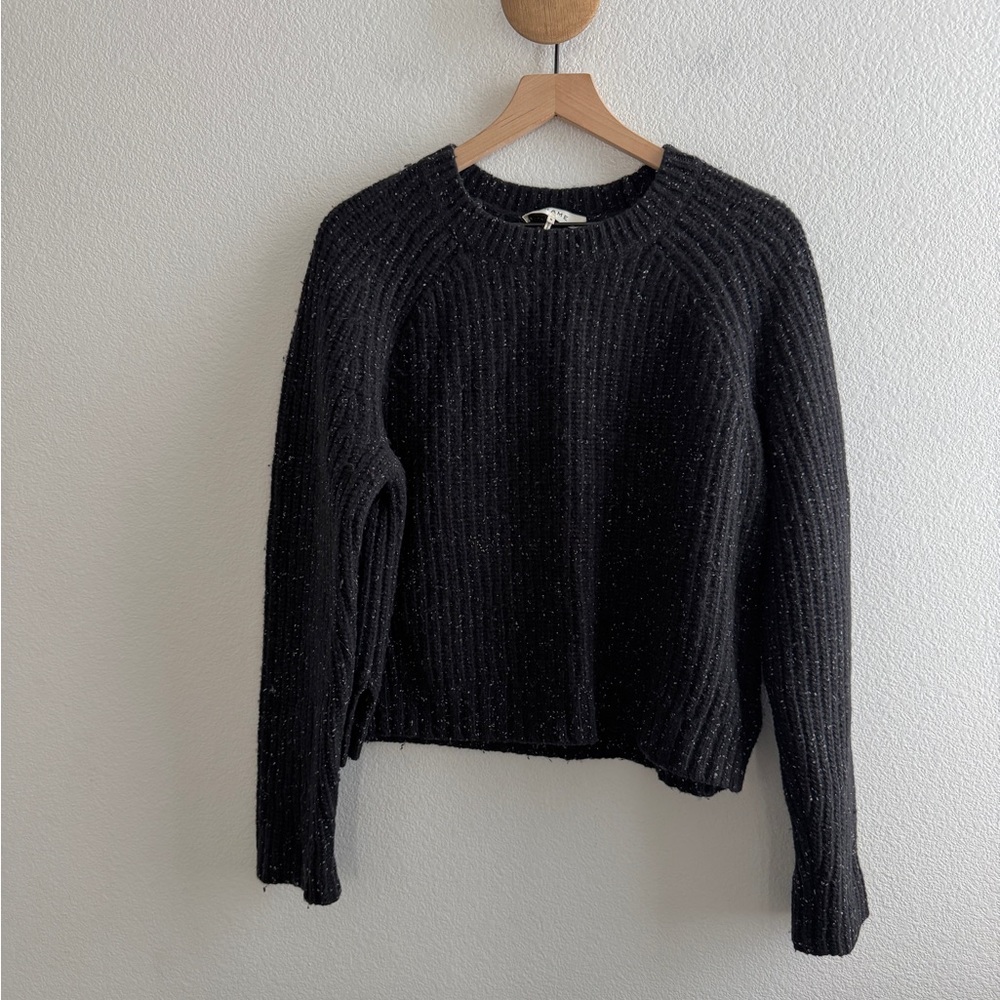 FRAME Black Speckled Wool Sweater